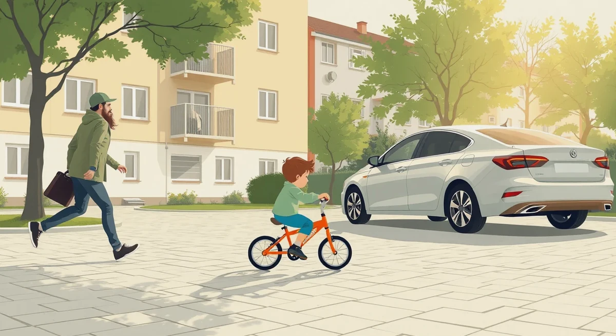 Firemné vozidlo s preliačenými dverami po zrážke s bicyklom na mestskej ceste