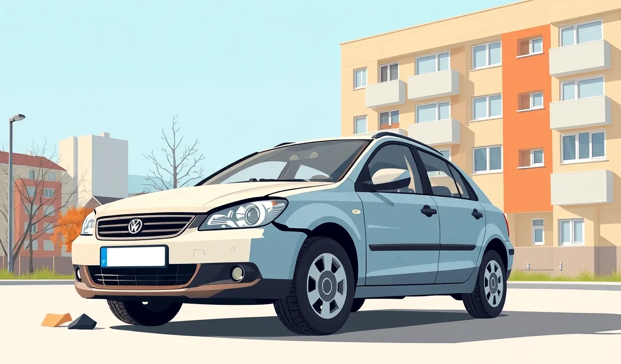 Likvidátor poistných udalostí meria poškodenie firemného automobilu v autoservise