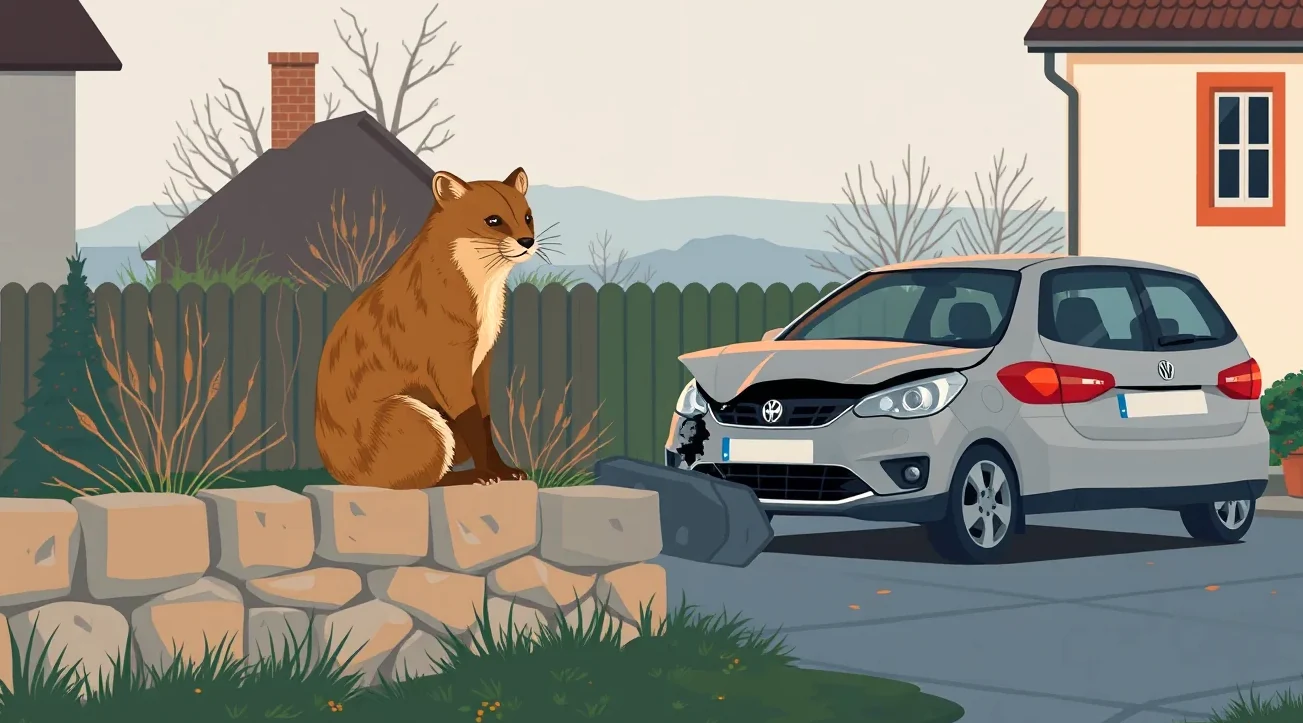 Pohľad do otvoreného motorového priestoru osobného auta v chladnom jesennom počasí