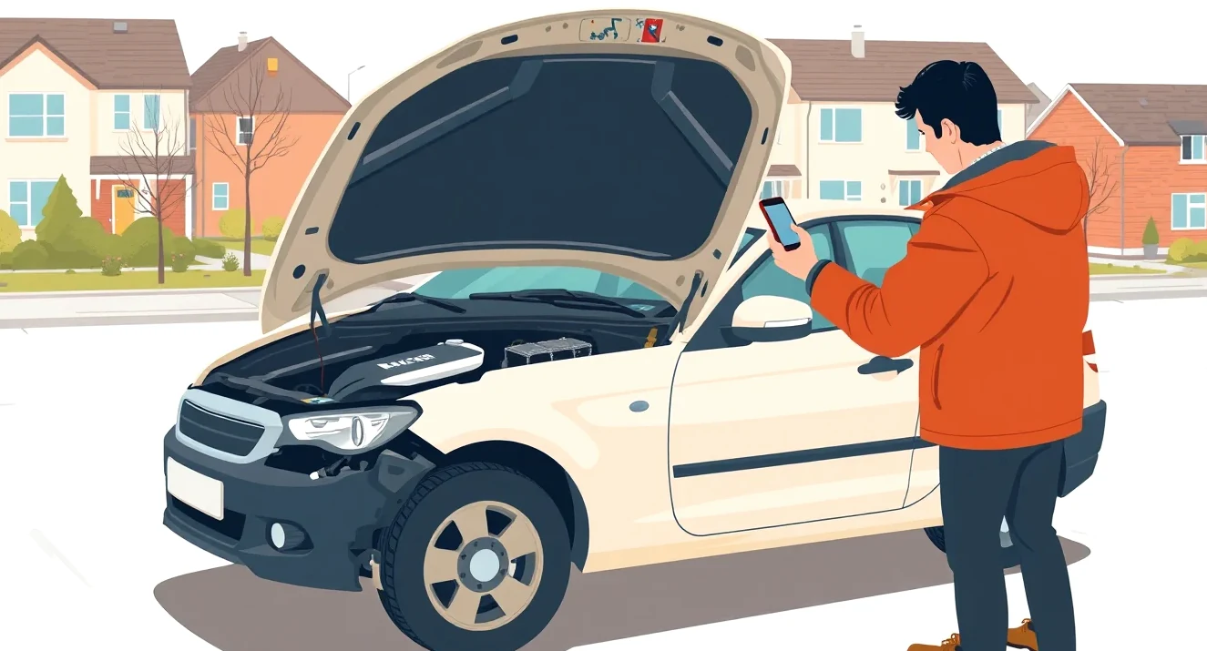 Detail kuny skalnej pri motore auta s poškodenou kabelážou