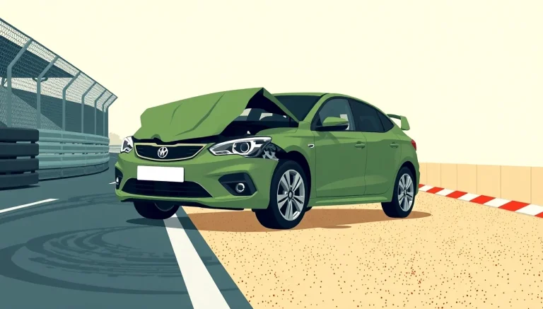 Športové auto na uzavretom pretekárskom okruhu prechádza zákrutou