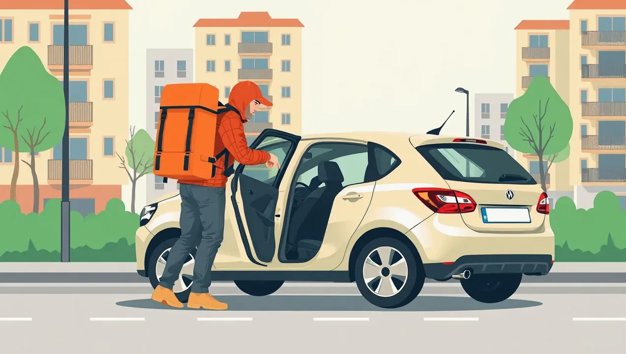 Majiteľ vozidla kontroluje poškodený nárazník pred autoservisom