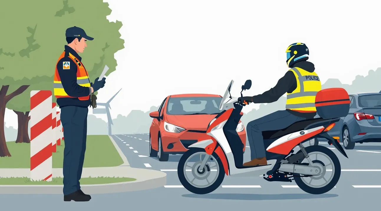 Detail riadidiel motocykla a vypĺňanie tlačiva správy o nehode