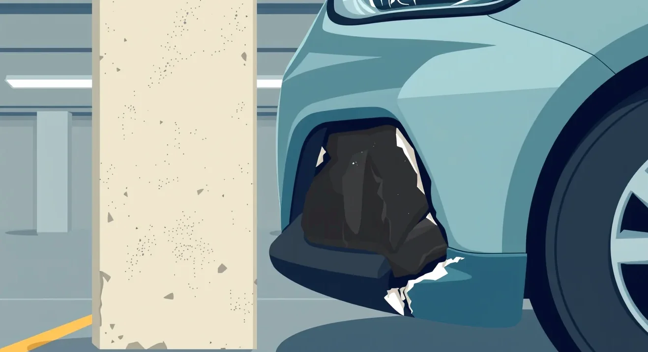 Detail poškodeného hliníkového disku kolesa a odretého spätného zrkadla na luxusnom automobile