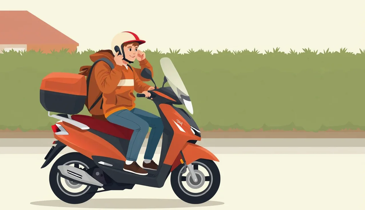 Mechanik v dielni kontroluje a upravuje motor malého mopedu