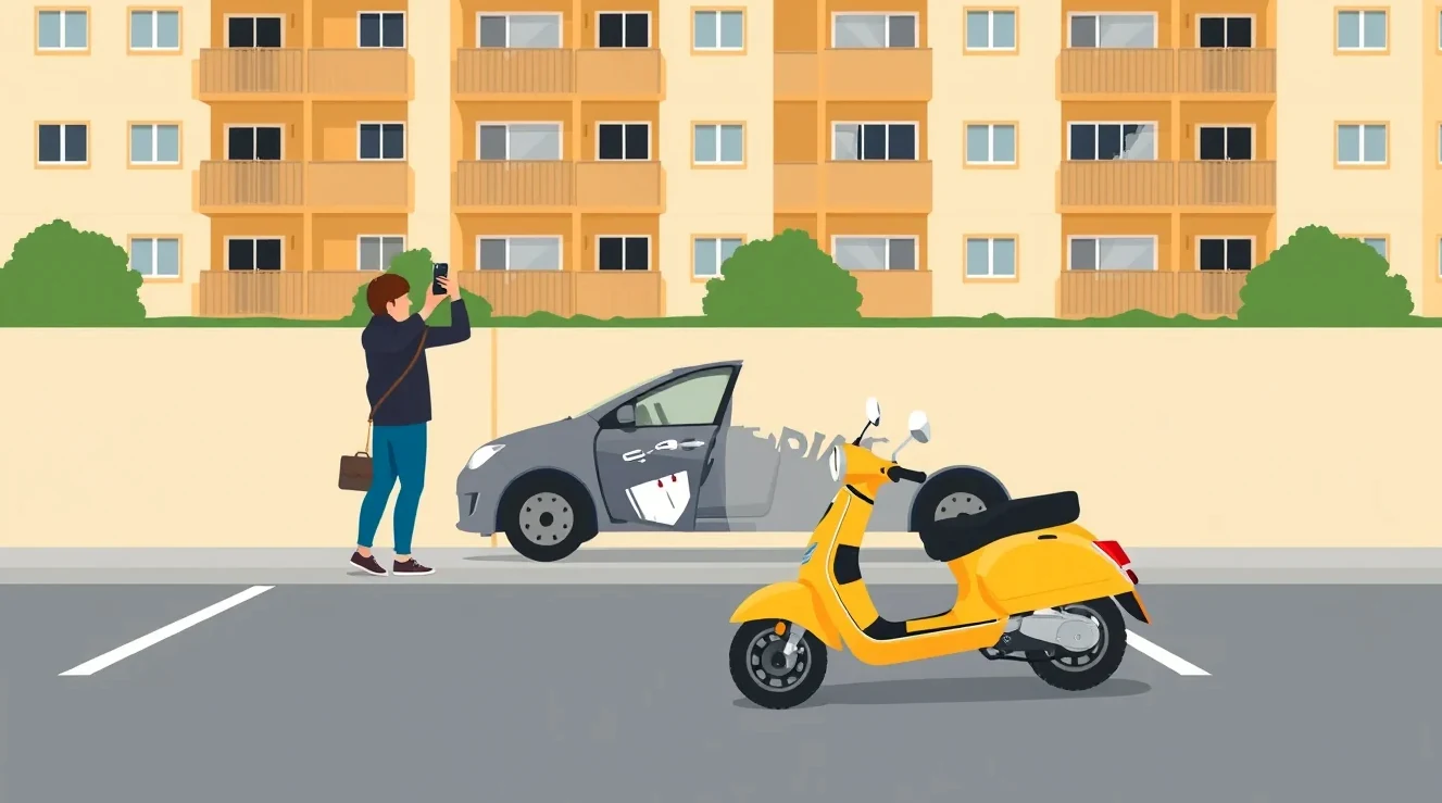 Policajná hliadka kontroluje doklady a technické osvedčenie odstaveného mopedu
