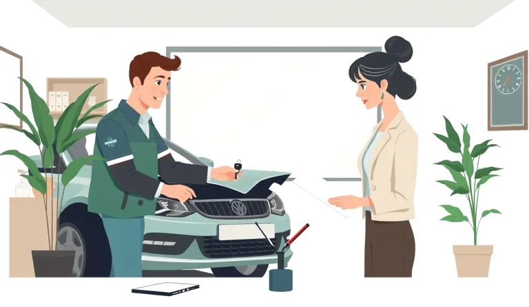 Vodič preberá kľúče od náhradného auta v autoservise počas opravy