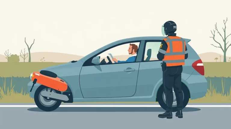Vodič predkladá doklady hliadke Policajného zboru pri bežnej cestnej kontrole