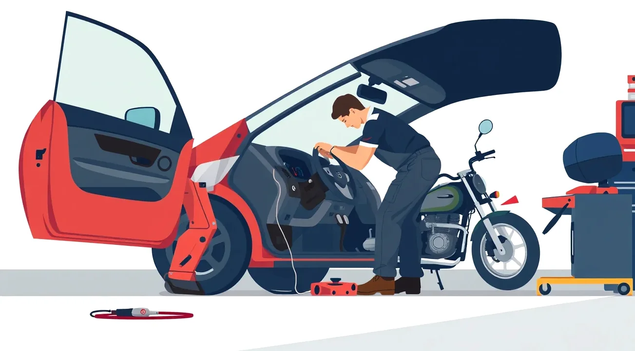 Auto prechádzajúce lesnou cestou v podvečerných hodinách s rizikom stretu so zverou
