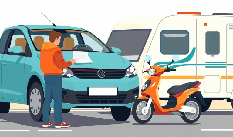 Moderný obytný automobil a osobný automobil s pripojeným karavanom zaparkované v kempingu