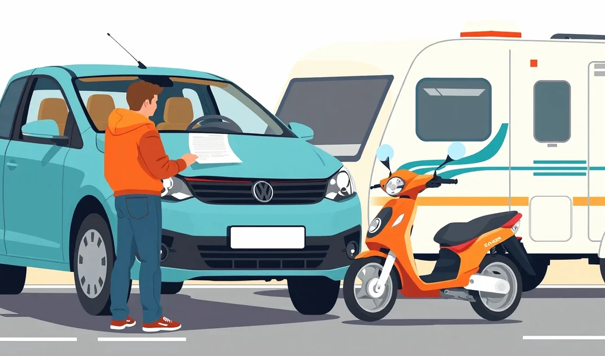 Moderný obytný automobil a osobný automobil s pripojeným karavanom zaparkované v kempingu