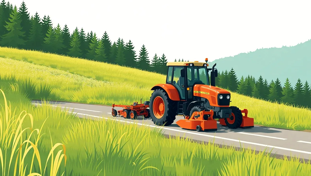 Poľnohospodársky traktor zaparkovaný pred vjazdom na cestu tretej triedy