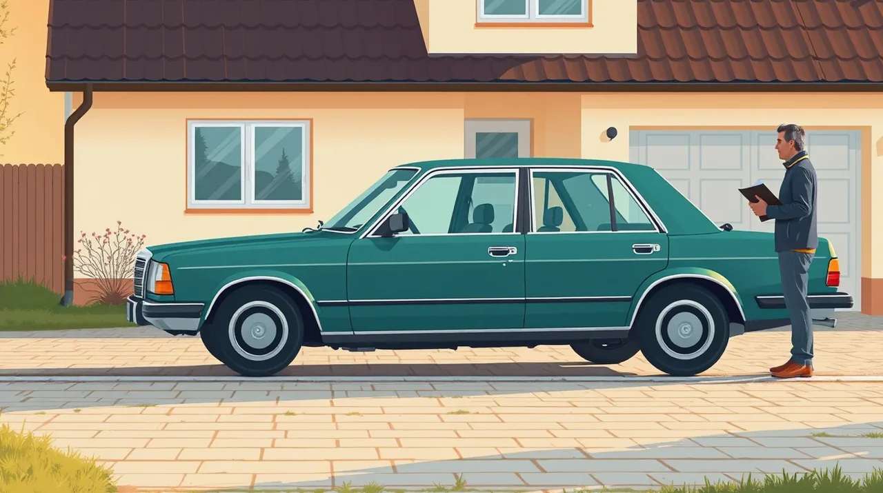 Staršie nepojazdné auto odstavené na dvore pri rodinnom dome