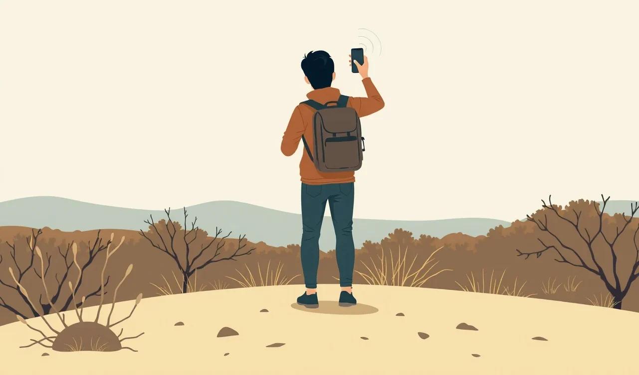 Fotograf pripravuje teleobjektív a profesionálny fotoaparát na statíve v safari kempe