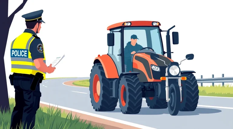 Poľnohospodársky traktor s vlečkou prechádza po vidieckej ceste